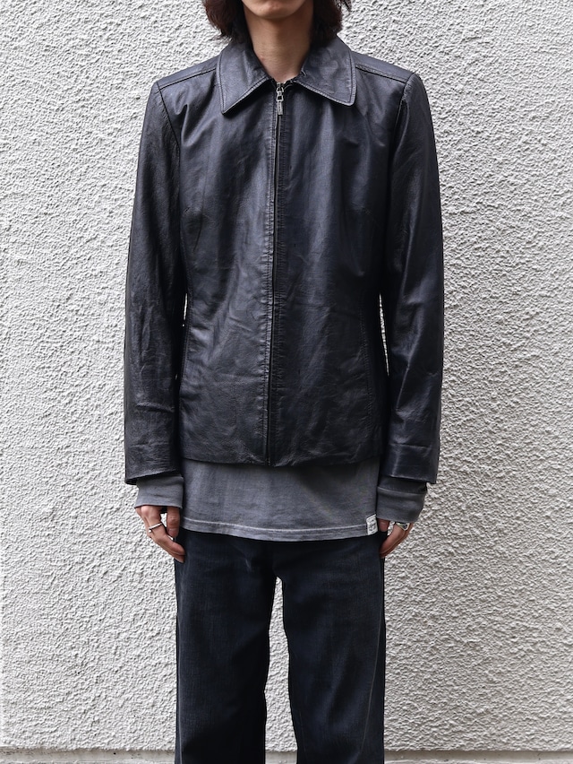 minimal zip up leather jacket