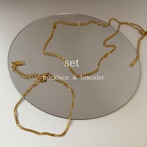 18KGP necklace & bracelet  set販売（ブレスレット／ネックレス／ステンレス／316L）