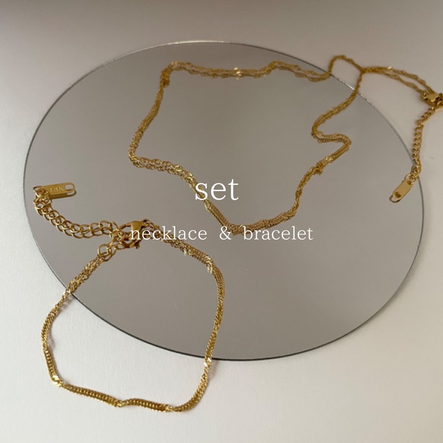18KGP necklace & bracelet  set販売（ブレスレット／ネックレス／ステンレス／316L）