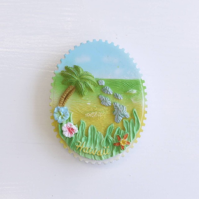 ★ハワイ直輸入★楕円形マグネット／ハワイ風景／HAWAII／ハワイ磁石／キッチンマグネット／MG-133