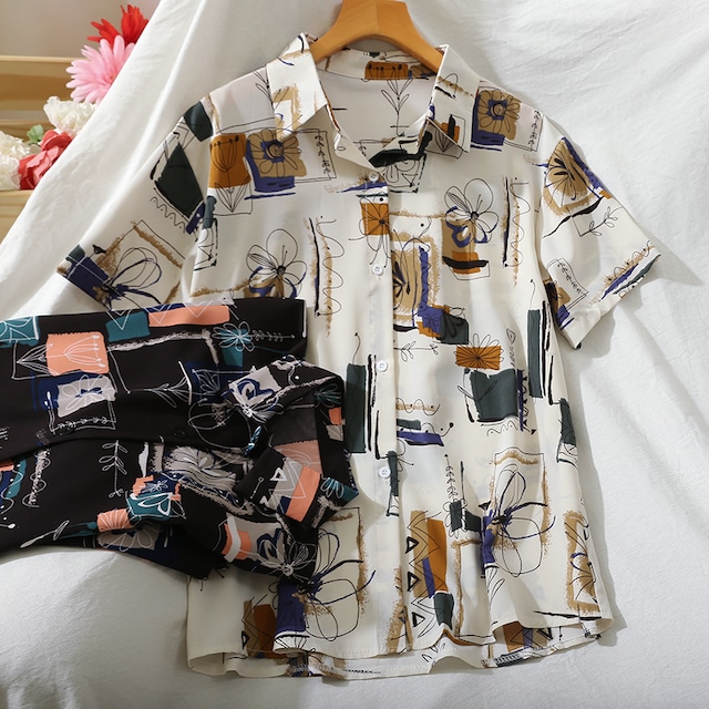 個性的 Tシャツ 長袖  プリント イラスト かわいい レトロ クール 韓国ファッション ガラ オルチャン 523