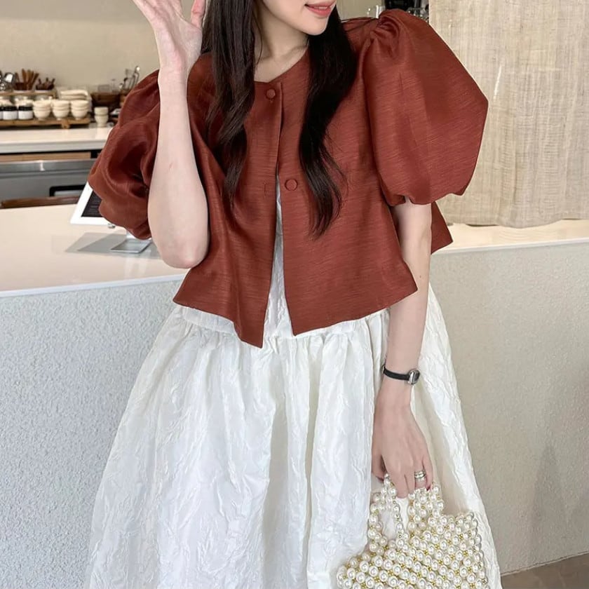 Puff sleeve sheer jacket A1686 | arSelects