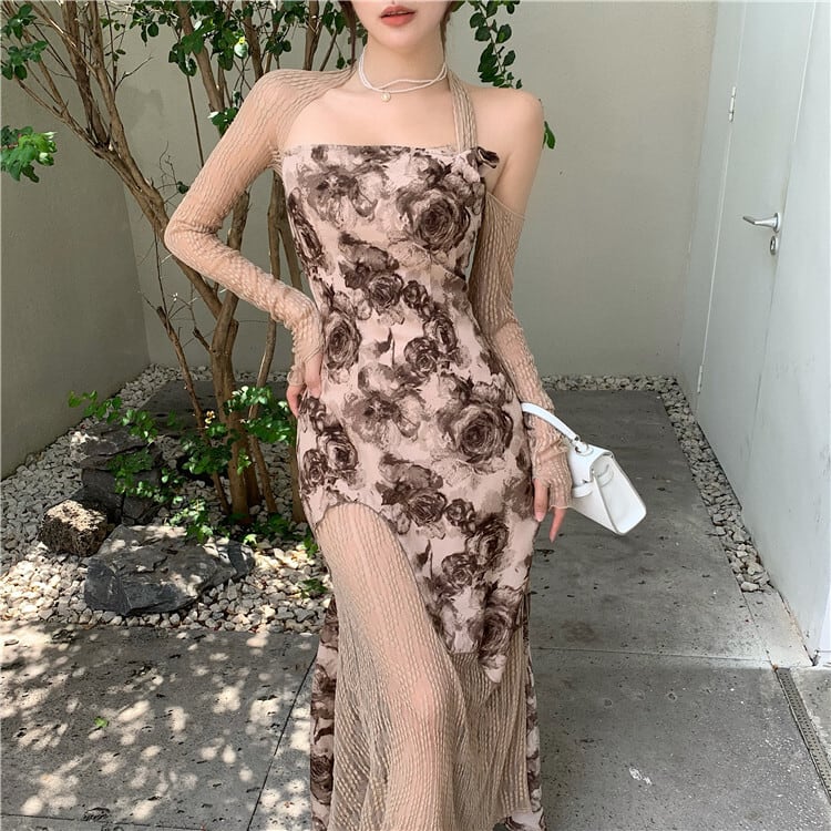 ドレス レディース ワンピドレス セクシードレス ロング丈 長袖 Iライン スレンダー タイト スリム 細身 レース サイドスリット 切り替えデザイン 透け感 シースルー エレガント 上品 大人可愛い きれいめ シンプル おしゃれ 綺麗 お嬢様 かっこいい セクシー 大人 フェミニン 送料無料 ガーリー 個性的 モダン 抜け感 花柄 デート お出かけ 女子会 パーティー イベント S M L ベージュ 秋 20代 30代 40代 ママ 韓国系 着回し 美脚 脚長 ファッション コーデ スタイル モテ