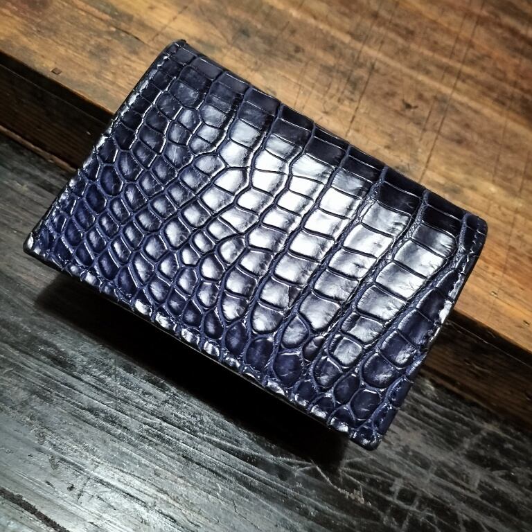 藍錆藍鉄スモールクロコダイル名刺入れ | FREAK LEATHER ARTISAN