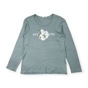 INGEBORG インゲボルグ バラ 長袖 Tシャツ カットソー/くすみブルー レディース