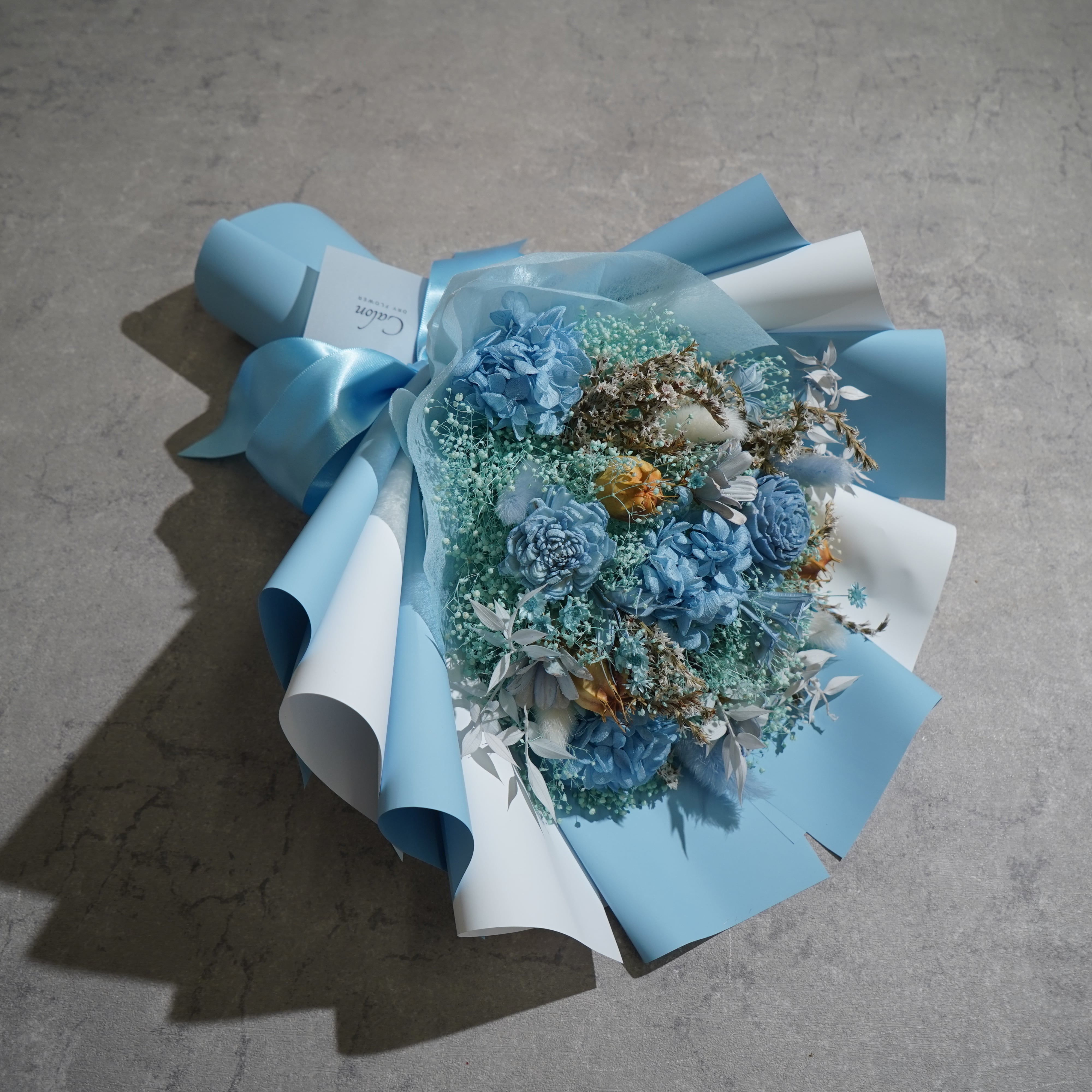 ドライフラワーの花束 Mサイズ ライトブルー M-583≪限定1点≫