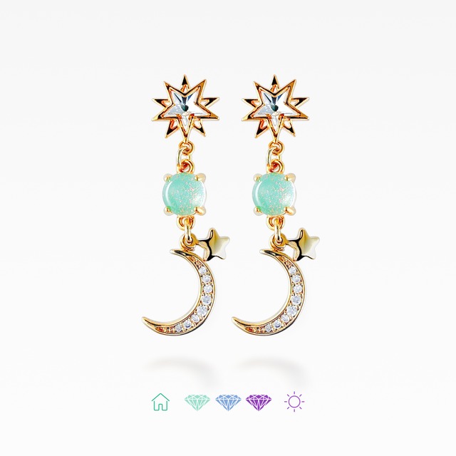 ピアス・イヤリング　アポロパリオス　「moon&star」　ラウンド6mm