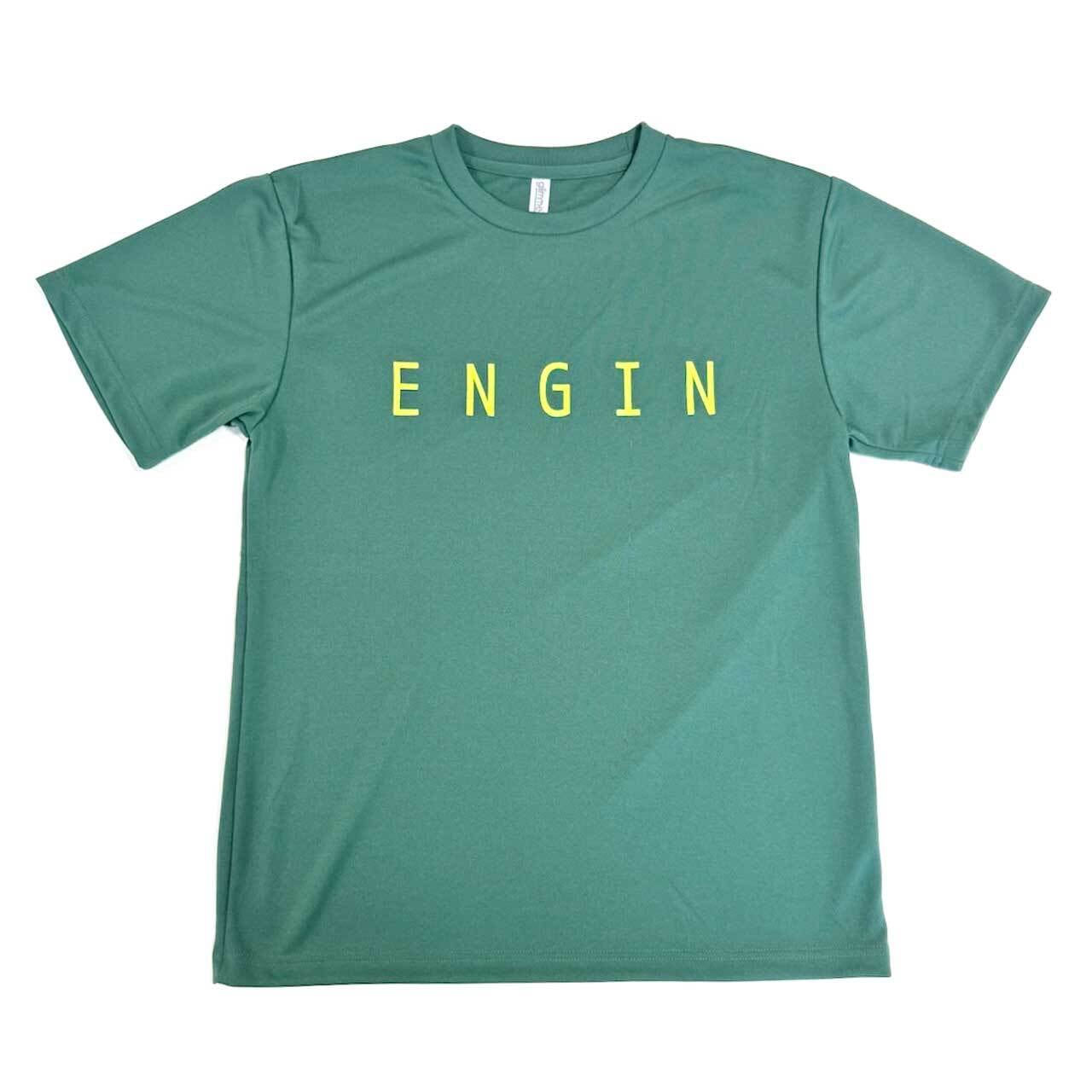 ENGIN シルクスクリーン ドライTシャツ（濃緑）