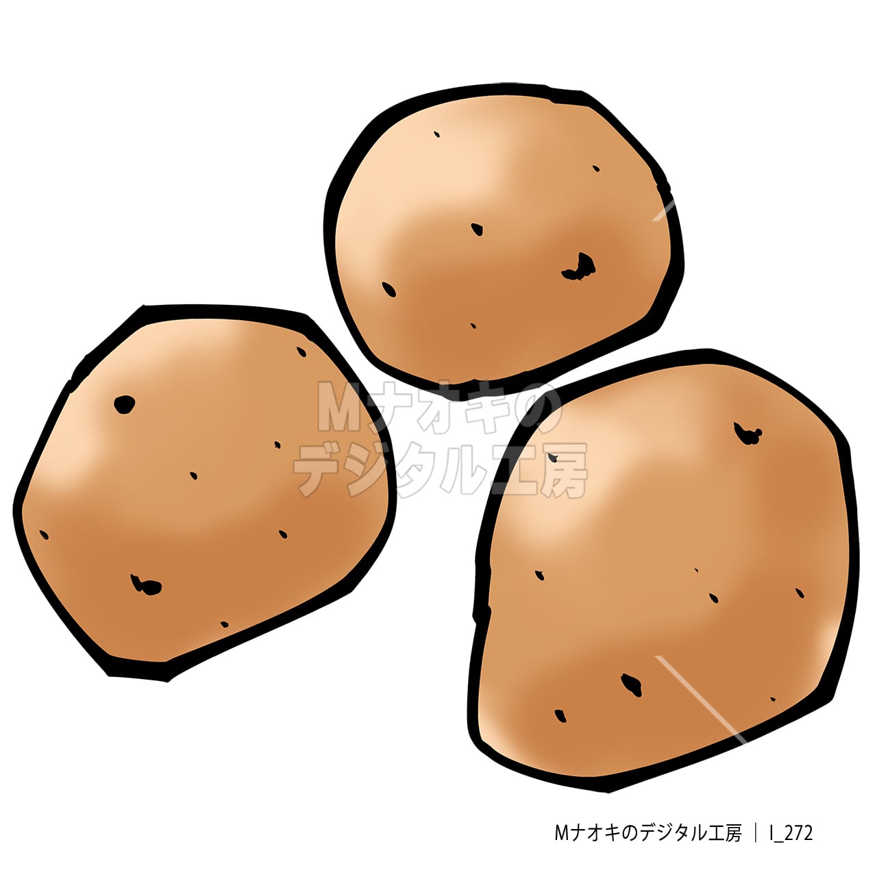 ジャガイモ（筆タッチ） 【I_272】 potato （brush style）