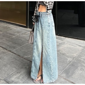 Slit Denim Long Skirt 124354