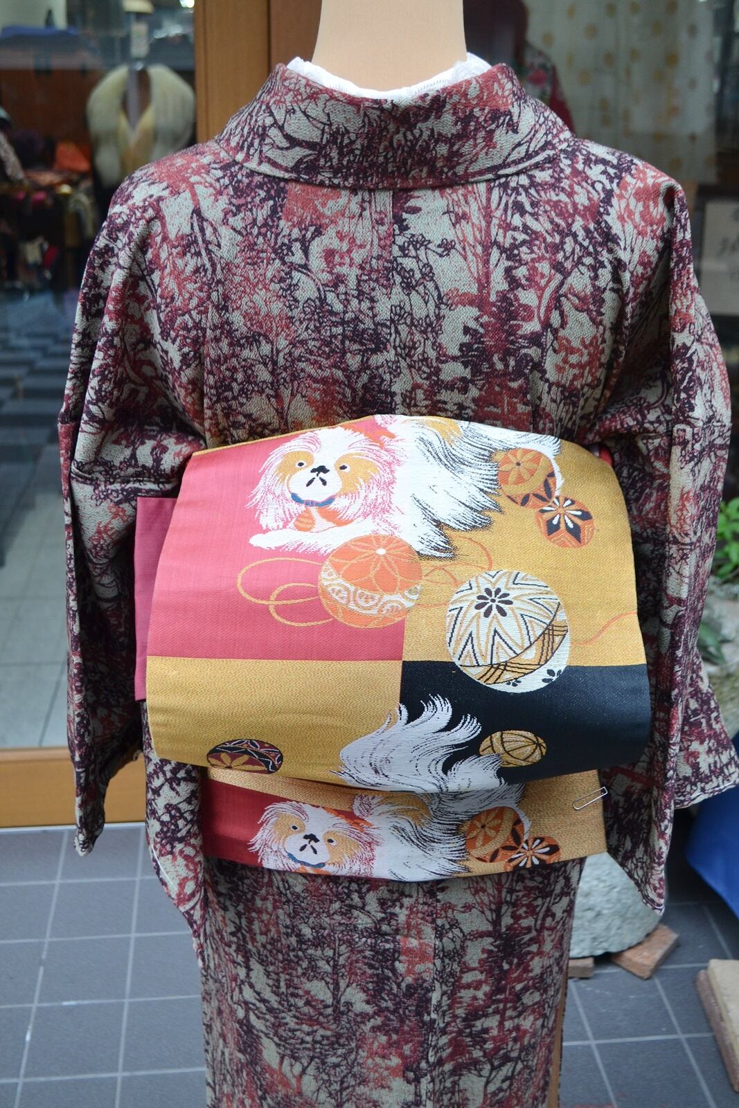 高級 正絹 袋帯 鞠 金色 JAPANESE KIMONO OBI