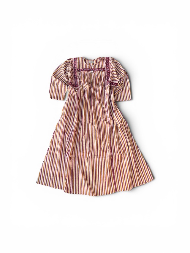 saruche Taped Border Kaftan Dress  Berry Stripe