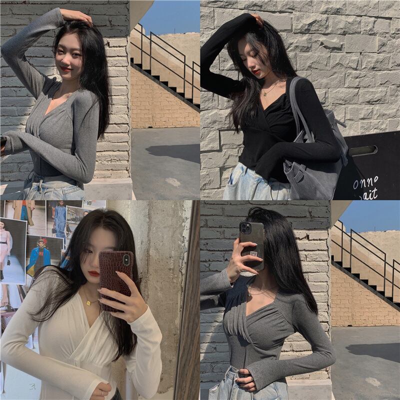 Tシャツ オータムウィンタースタイル ロング コルセット 秋物 冬物 Vネック ブラックストロベリース96165325380