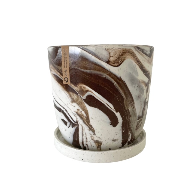 Terra Marble Recycled Planter Φ20.5cm×h20cm (6号)マーブル 陶器 植木鉢 プランター 底穴あり