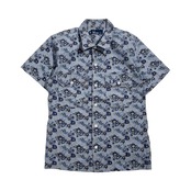 FRED PERRY フレッッドペリー 花柄 総柄 半袖 シャツ S/ブルー系 メンズ