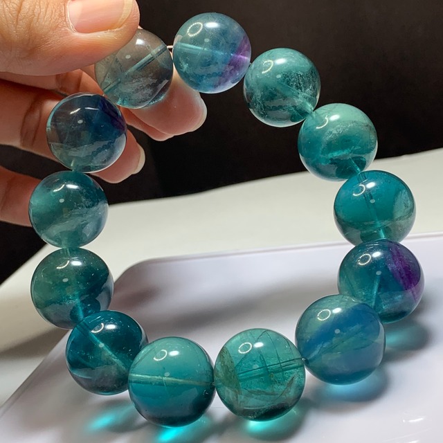 希少な大玉！前後約17.5~18mm 大玉フローライト ブレスレット