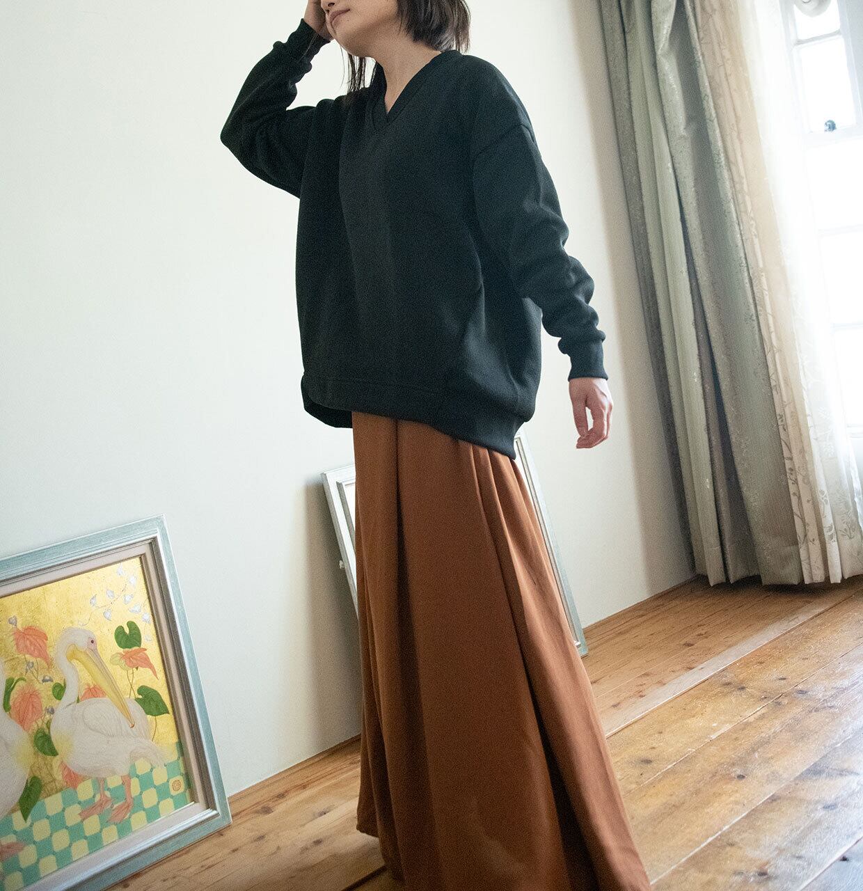 裏起毛フリースニット黒