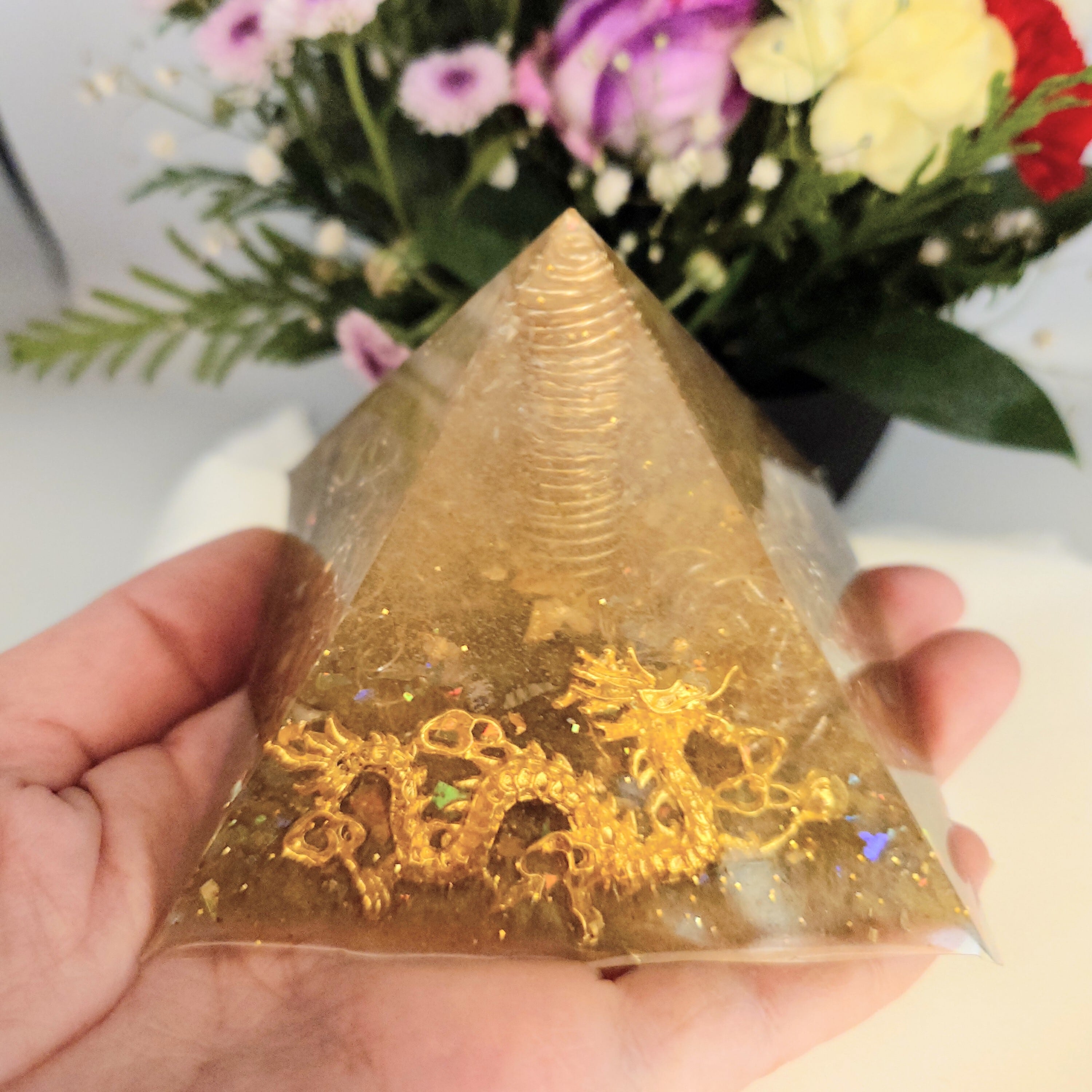 リンネト❀龍オルゴナイト❀育てよう キラキラ 金運・財運・健康運アップに/龍神オルゴナイト