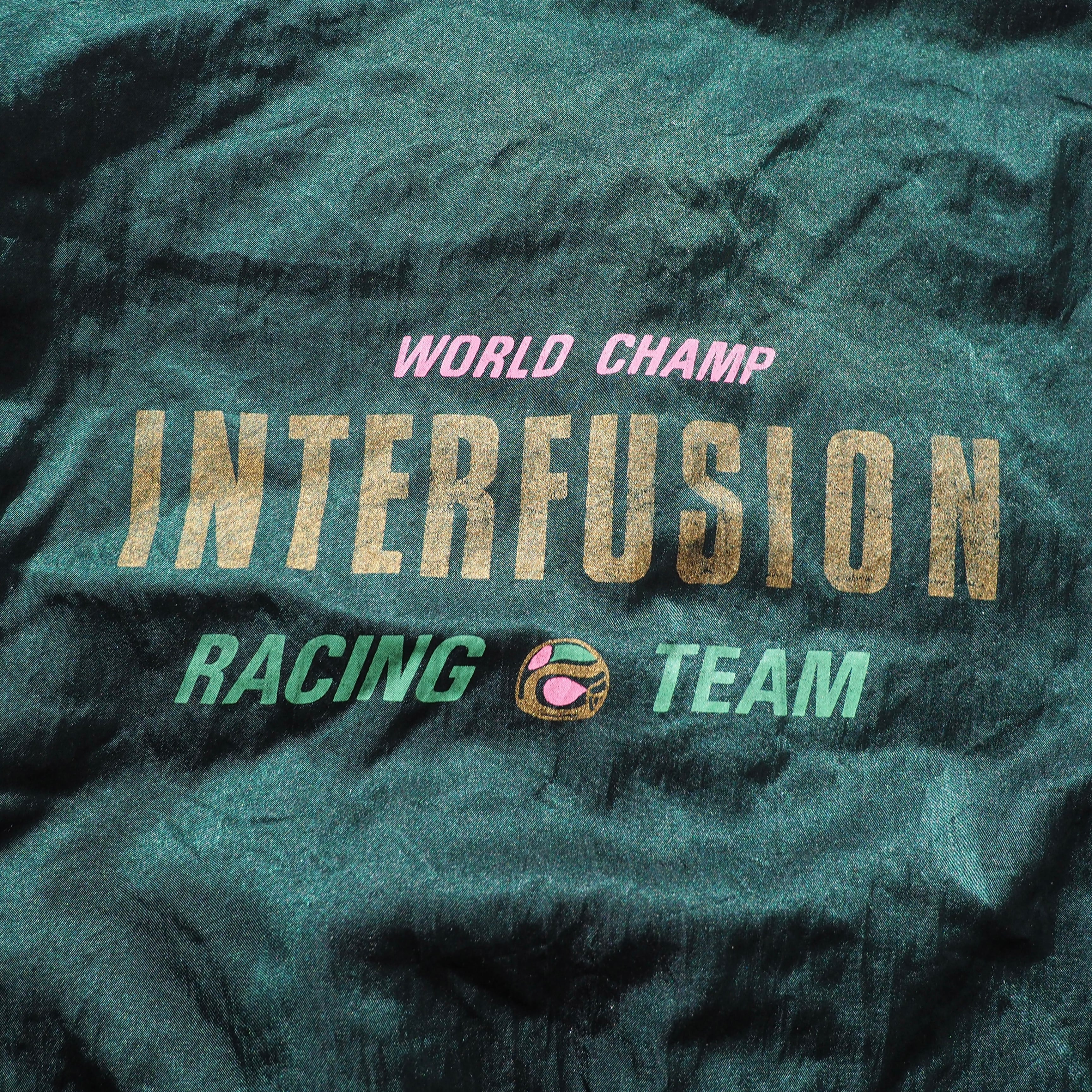 1980 - 90s " INTER FUSION " Beautiful Green × Pop Lining vintage Racing Blouson