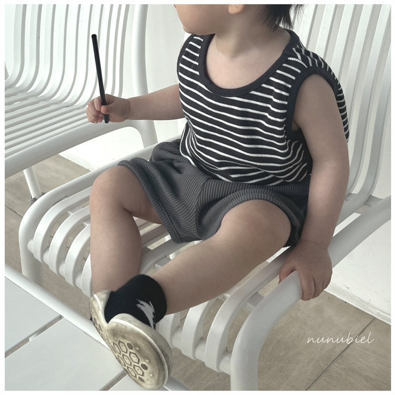 【即納】stripe ribbed t-shirts / nunubiel(韓国子供服:ノースリーブ)