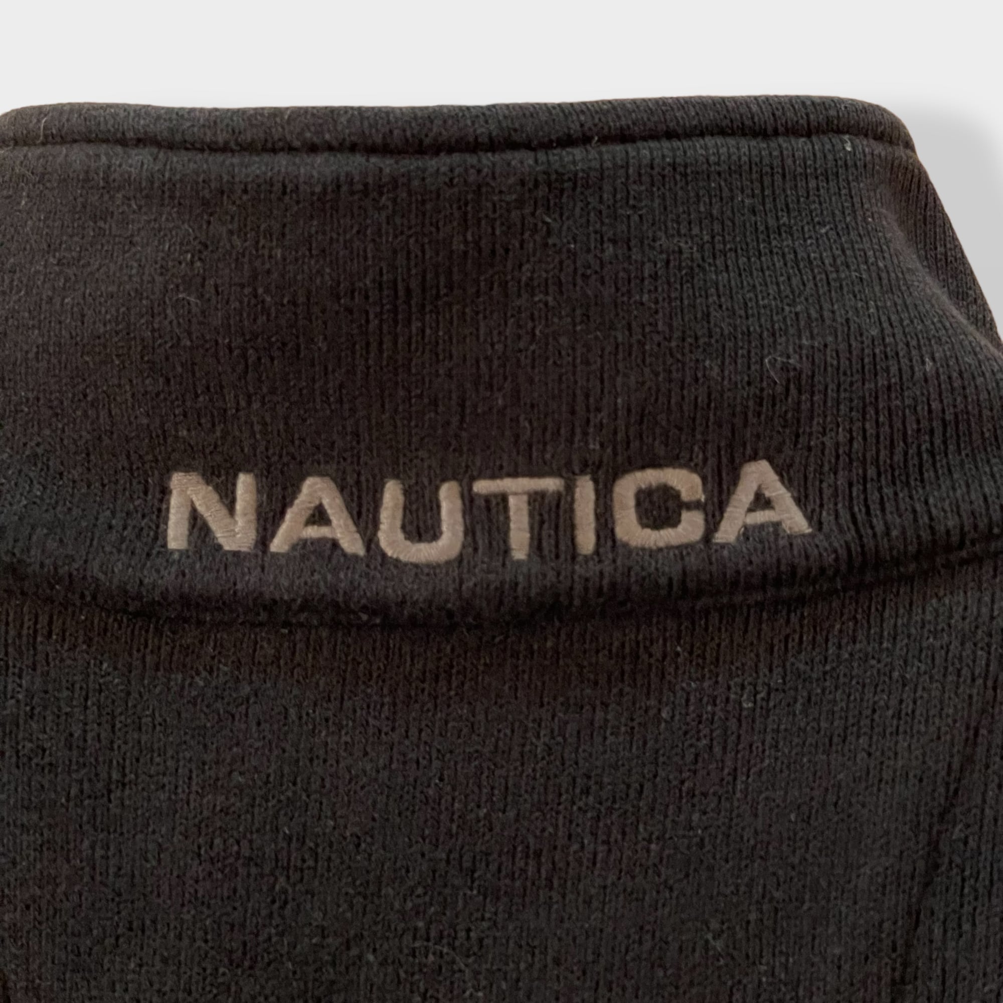 ノーティカ ハーフジップ刺繍ワンポイントロゴ スウェットトレーナー黒ブラック長袖