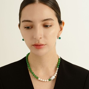 silver necklace  SMN6 グリーンカルセドニーネックレス
