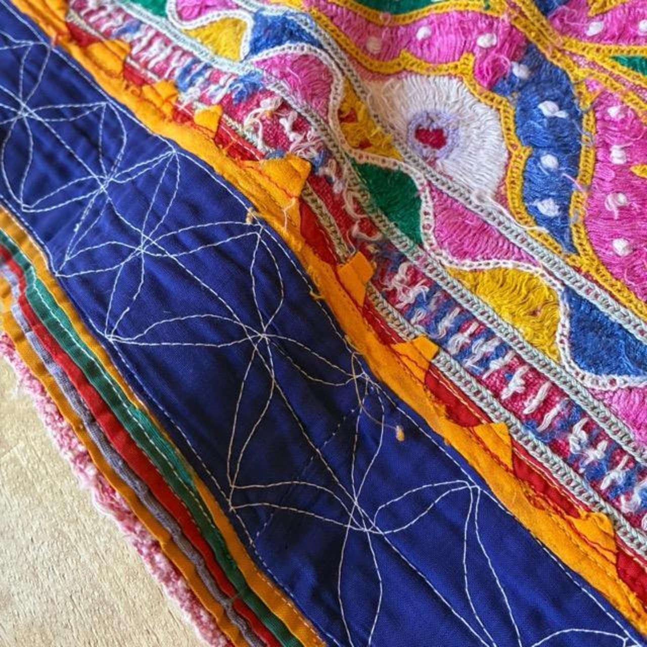 INDIA Vintage Rabari embroidered fabric 50×180cm 24000-2
