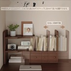 デスクトップ収納ラック 卓上ラック 本棚 ブックシェルフ 引き出し付き 伸縮式 デスクオーガナイザー 多機能収納 デスク上収納 オフィス収納 小物収納 ナチュラル 木製