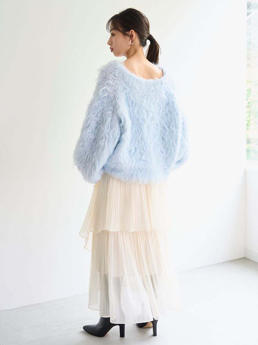 SNIDEL ライトブルー デザインニットカーディガン フリーサイズ SNIDEL】デザインニットカーディガン | Kawashima Online Shop