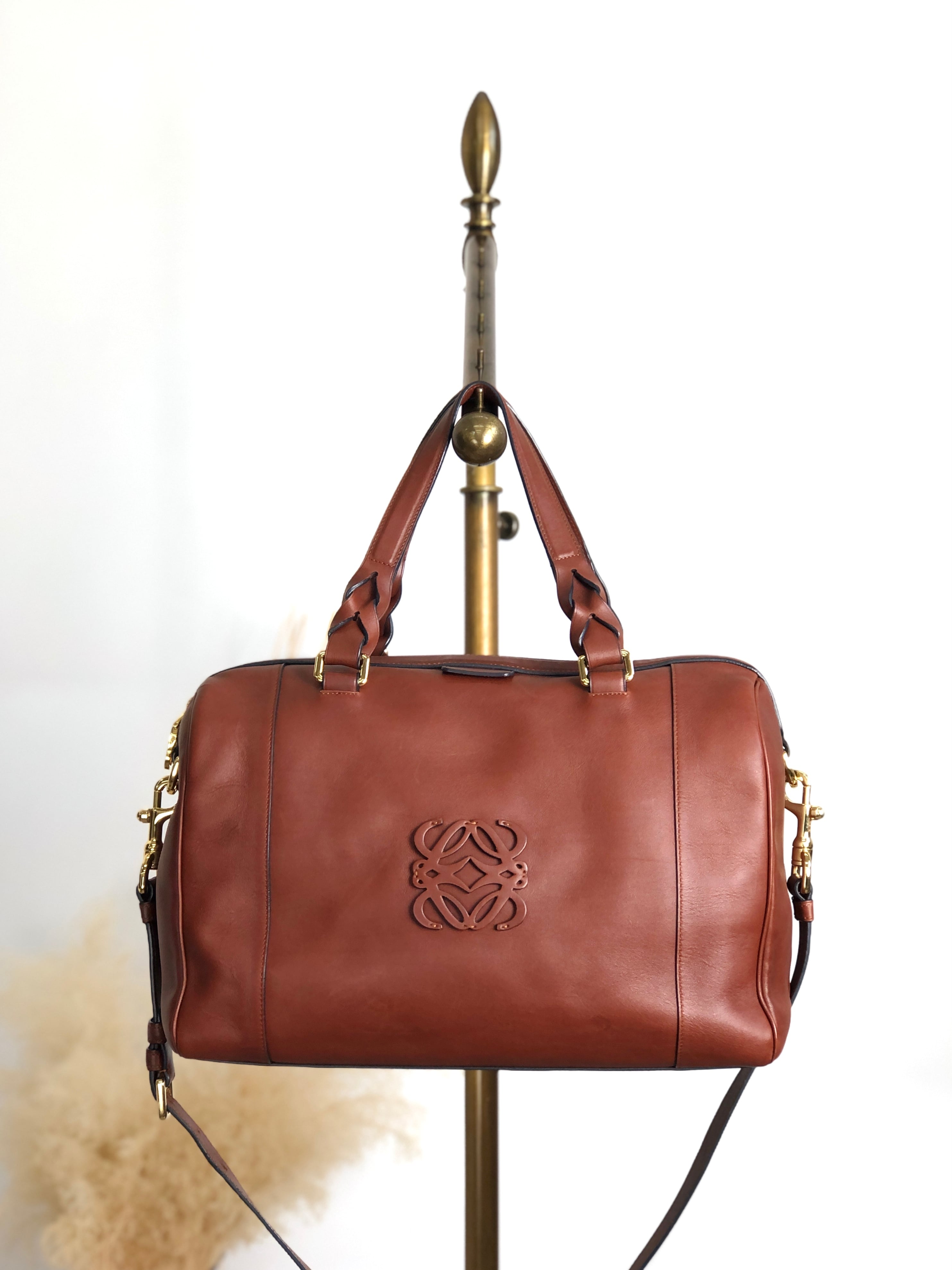 【美品】LOEWE ロエベ フスタ 2way ミニボストン アナグラム ブロンズ LOEWE ロエベ フスタ31 ハンドバッグ ブラウン アナグラム レザー 2way