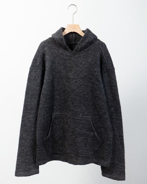 shaggy mohair blend knitted hoodie
