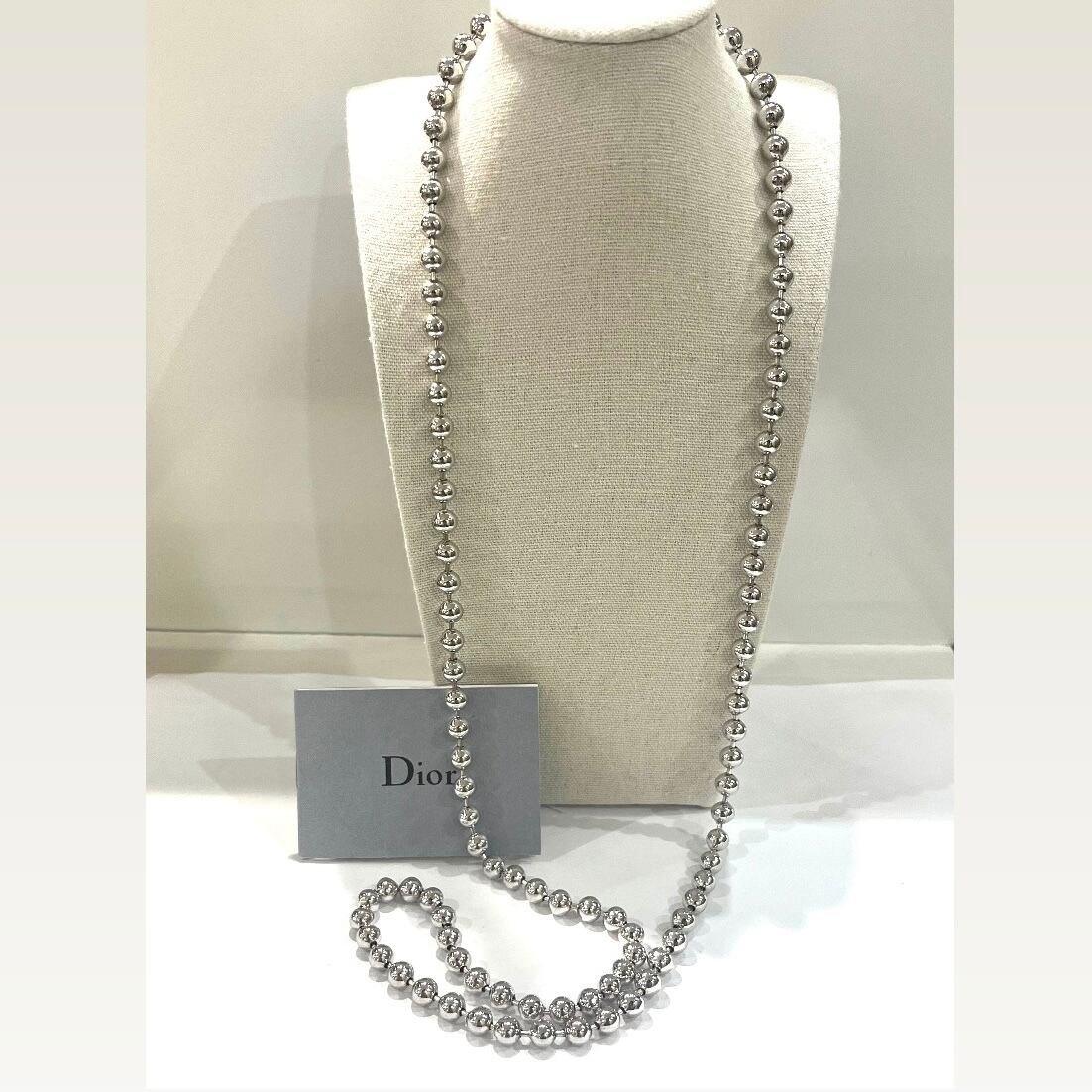 Christian Dior】2233 DIOR ロングボールチェーンネックレス 92cm 2way Christian Dior】2233 DIOR ロングボールチェーンネックレス 92cm 2way