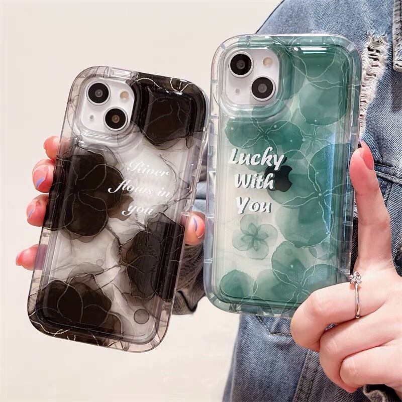 iPhoneケース iPhone14 iPhone13 クリアケース 水彩 花柄 英字 英語 スマホケース おしゃれ 韓国 2350