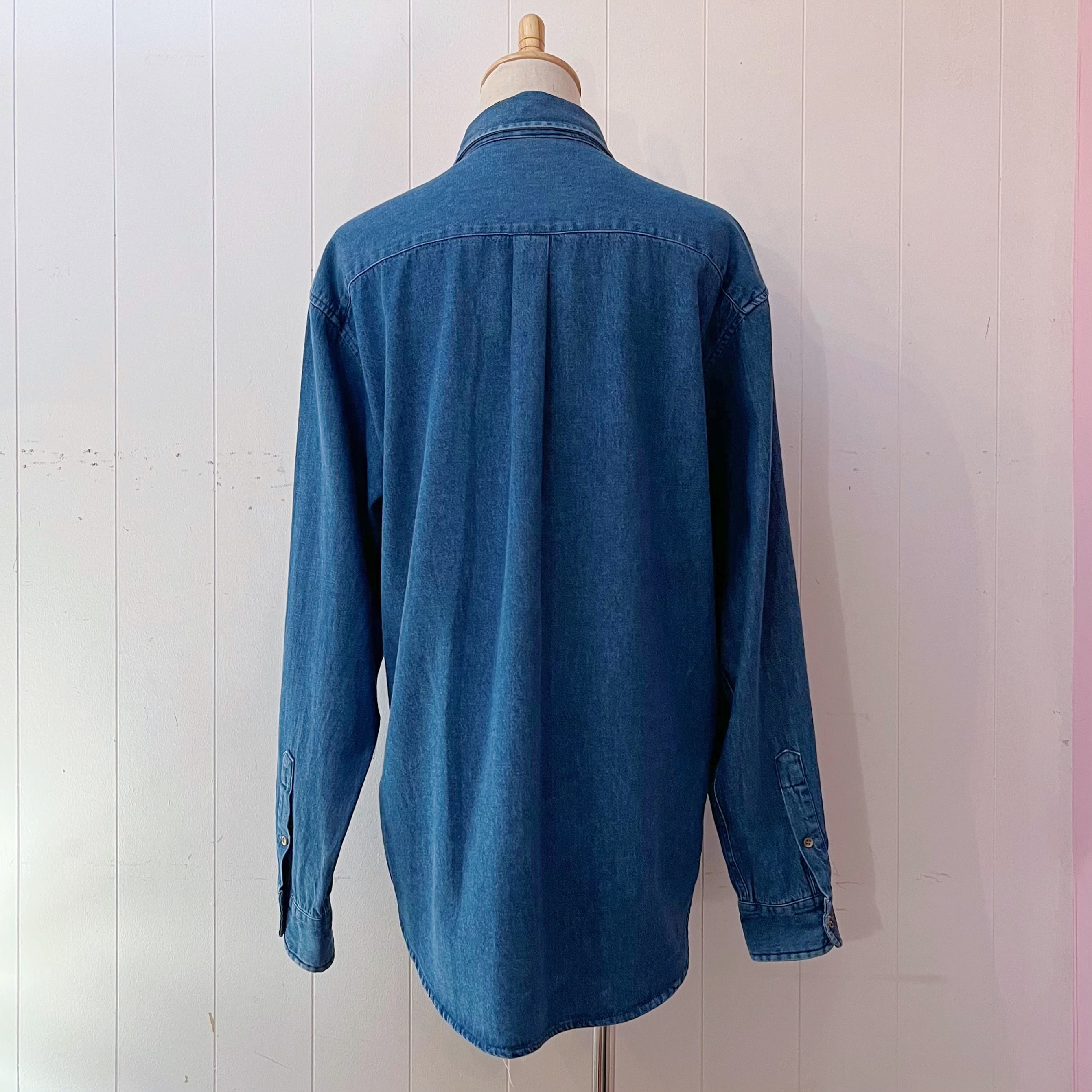 rose embroidery denim shirt