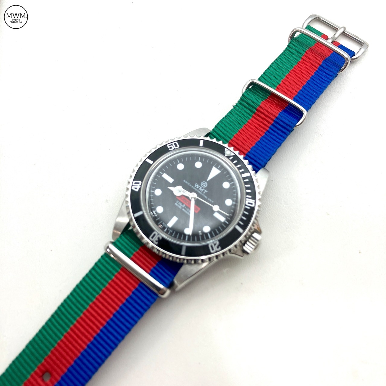 スタンダードNATOナイロンストラップ グリーン,レッド/ブルー 20mm幅 腕時計ベルト