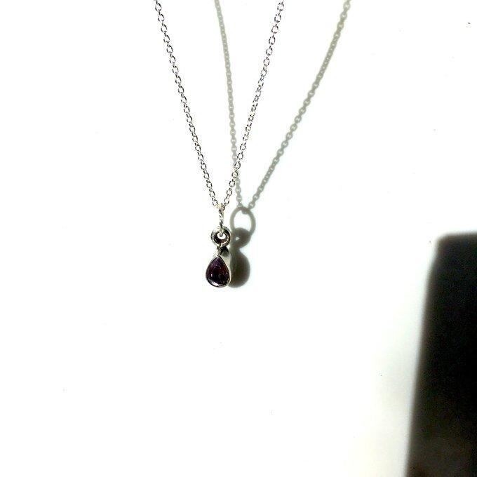 【一点物】✦2月の誕生石✦⋆.·SV925⋆.·紫の雫⋆.·Petiteアメジストドロップネックレス⋆.·✦