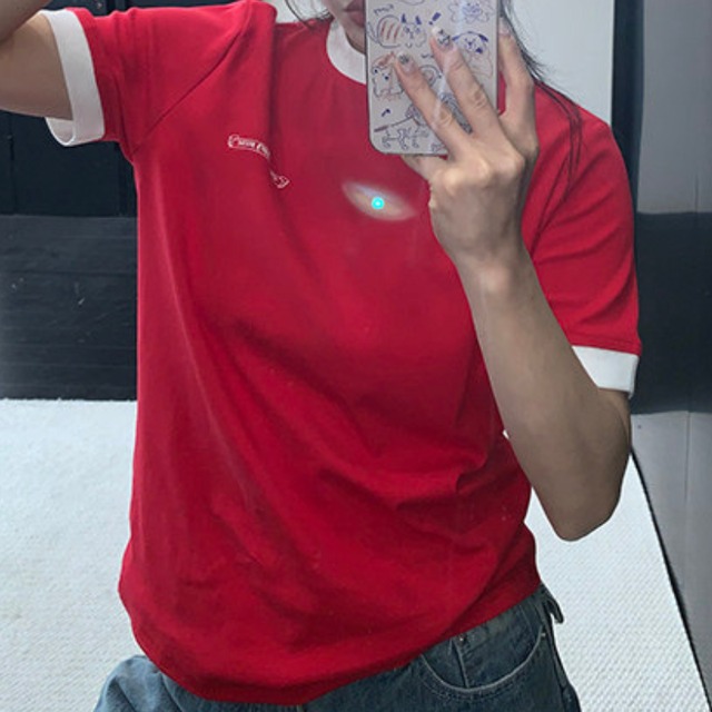 red edge logo ringer short-sleeve tee　レッドエッジロゴリンガー半袖ティー　J1887