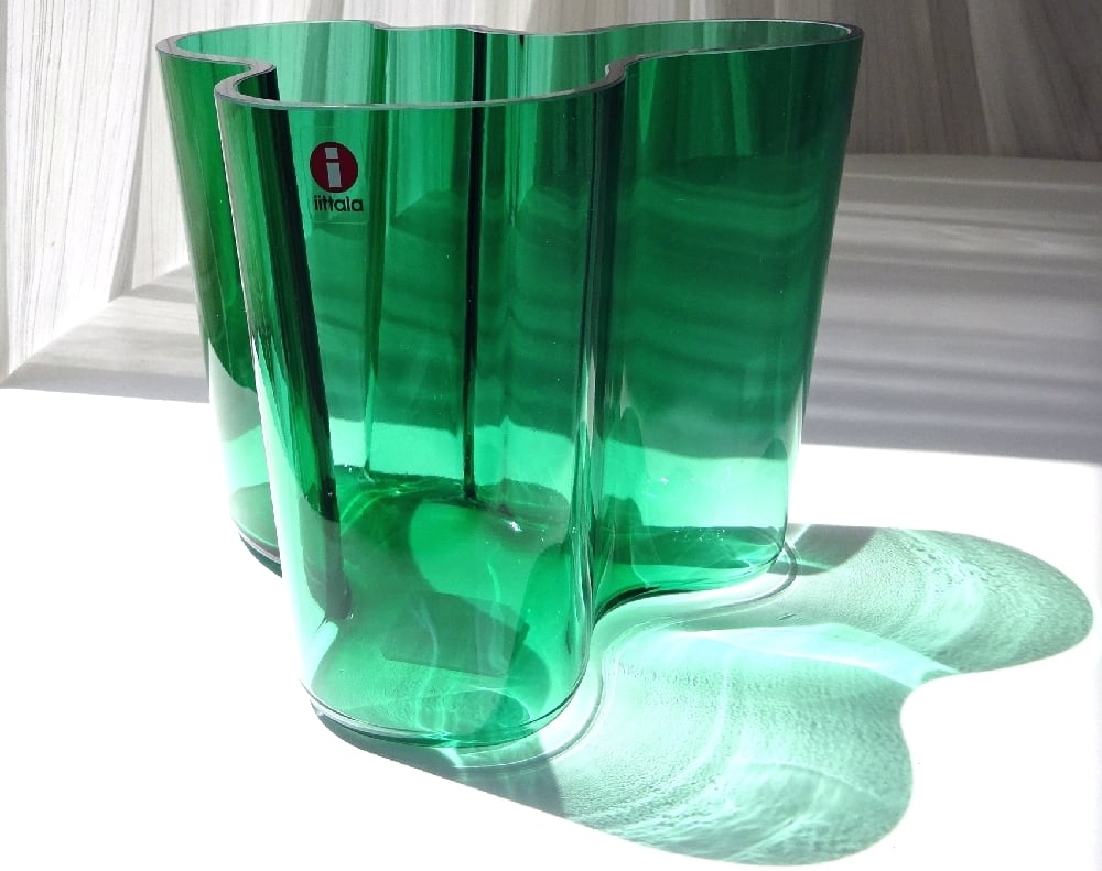 iittala / イッタラ アアルト アールト フラワーベース エメラルド VASE Alvar Aalto emerald 120mm 花瓶 北欧  箱付