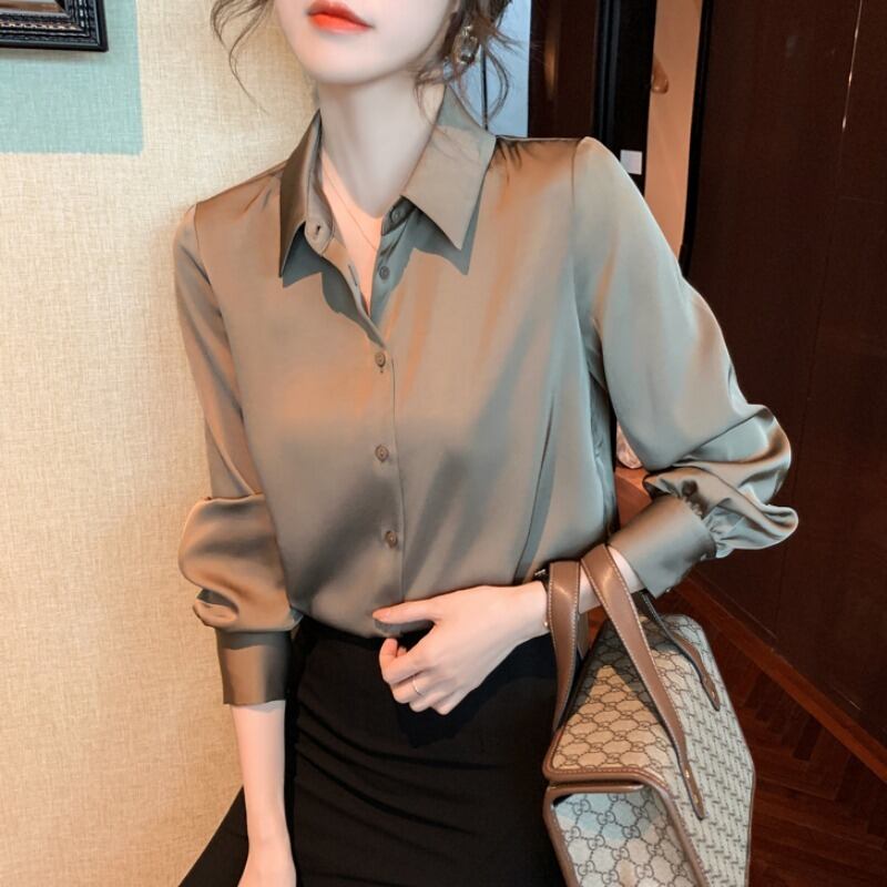 オータムスタイルシャツ ルーズ薄手シフォン 秋物 ハンチェンe84582460160