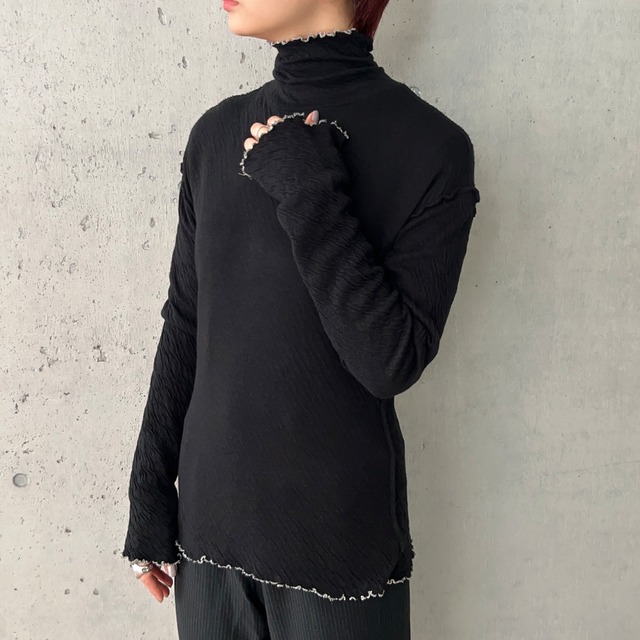 【Knuth Marf】Uneck knit pullover(unisex)/blackgreen | PuKu