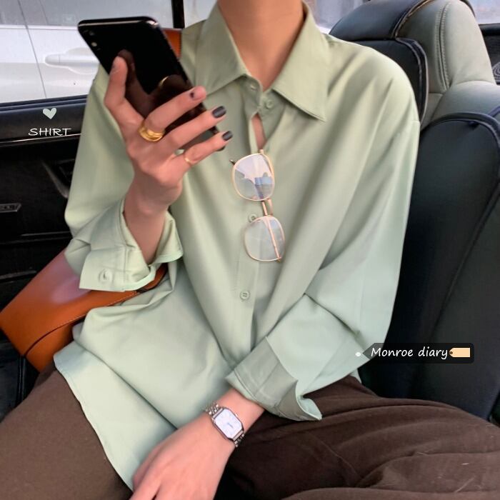 スタンダードシャツ トップス スプリングルーズ ロング レトロ 春物 モンロー84710592838