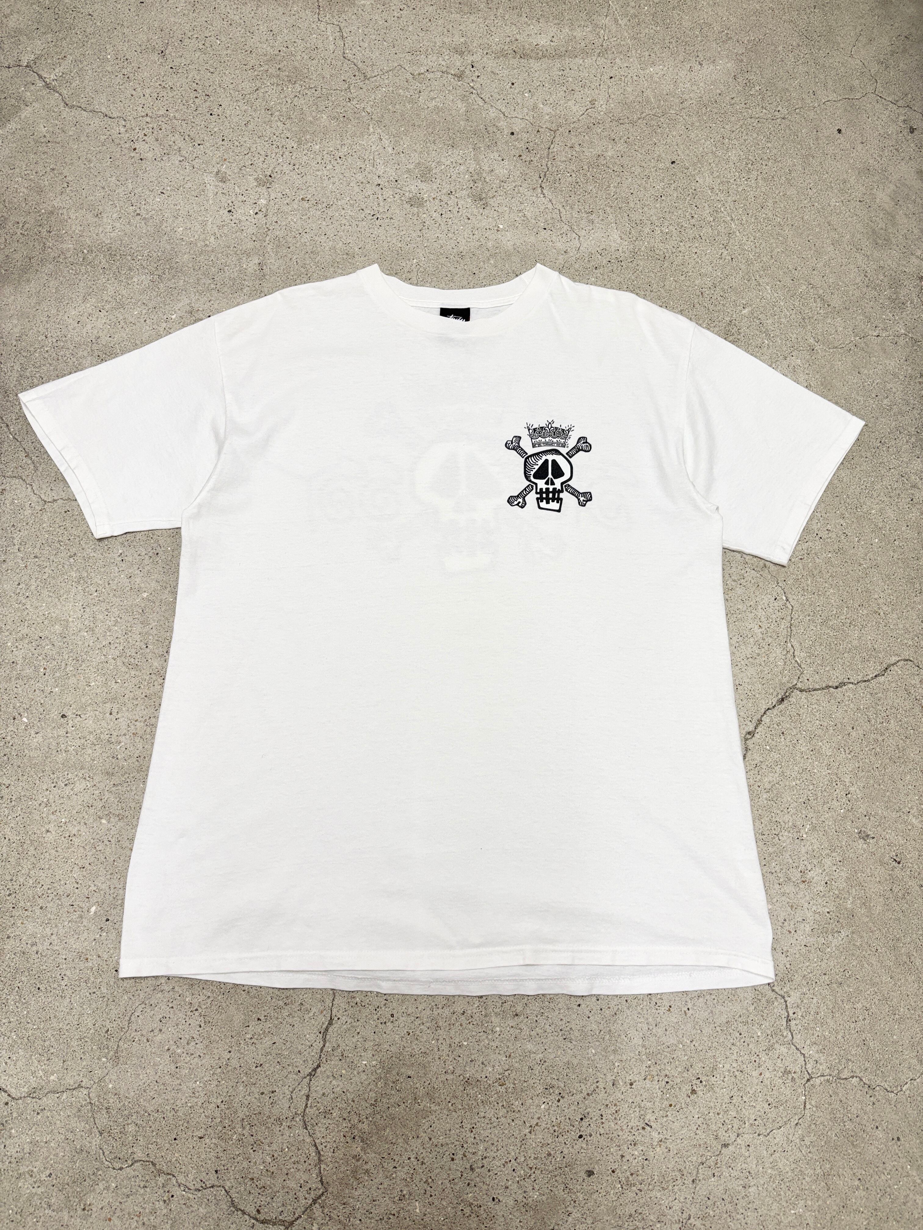 00～10s STUSSY/Skull Crown Tee/L/スカルクラウンプリントTシャツ