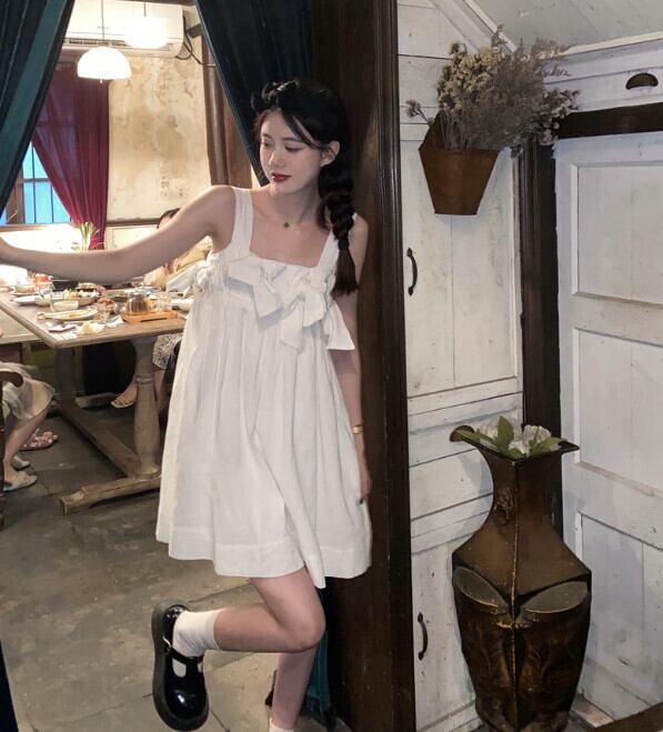 ルーズスリムドレス サマーショートリボンスカート 大人ガーリー スウィート キュート カジュアル 夏物 モンロー19676565499