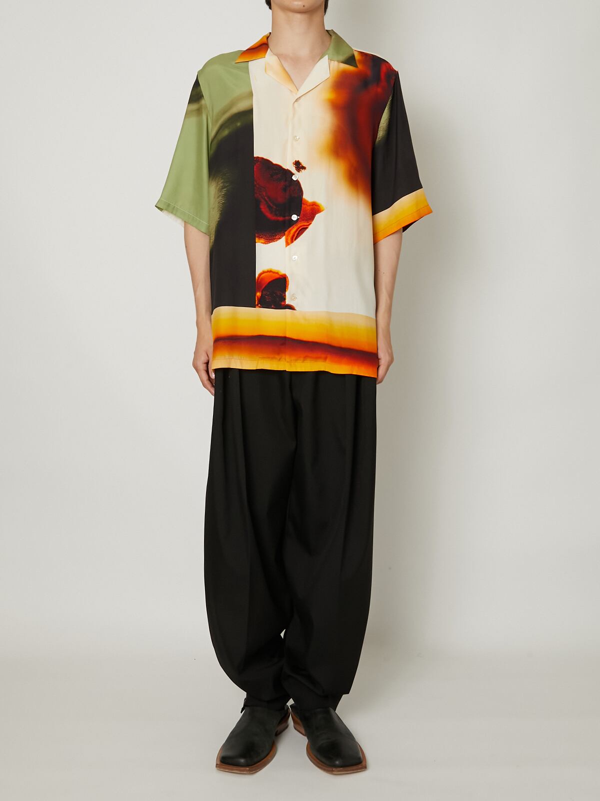 24SS】TAAKK SILK OPEN COLLAR SHIRT (ORANGE) TA24SS-SH035 | IAAAM