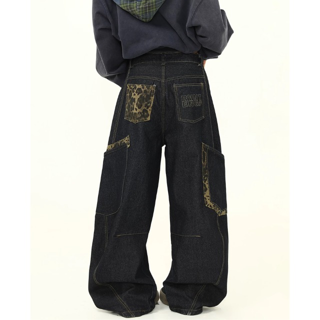 leopard-point pocket denim　レオパードポイントポケットデニム　J2097