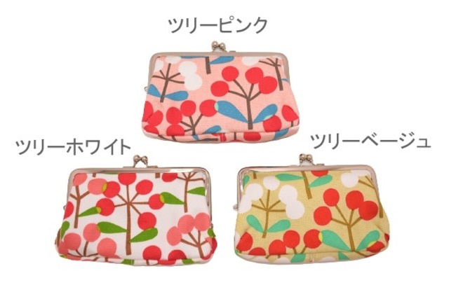 がま口 財布 角型 (ツリーピンク) 小銭入れ レトロ 工房 手作り 日本製 エコパッケージ MX-0035-277