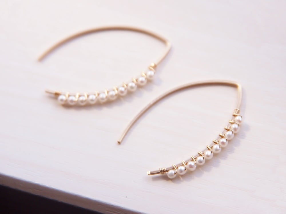 Handmadeピアス❋マーキスチャームと淡水パール入りリトルウッズピアス Handmadeピアス❋マーキスチャームと淡水パール入りリトルウッズピアス