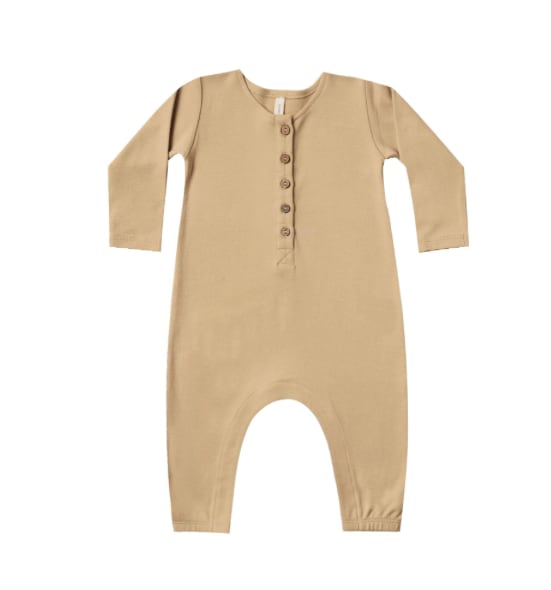 Quincy Mae(クインシーメイ)/ Longsleeve Jumpsuit / Honey / 6-12m,12-18m