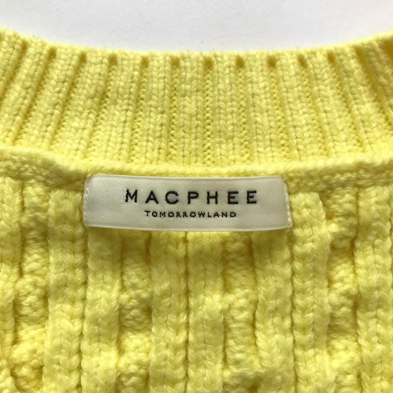 23SS MACPHEE マカフィー ハイブリットコットン ケーブル Vネックベスト イエロー size:S /ニット ベスト  TOMORROWLAND トゥモローランド