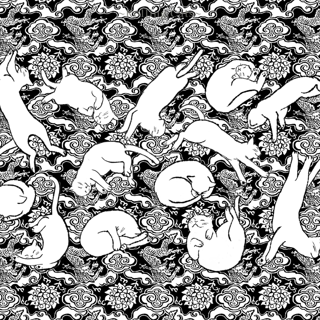 Rolling Cats (black)|イラストペーパー(ダウンロード版)